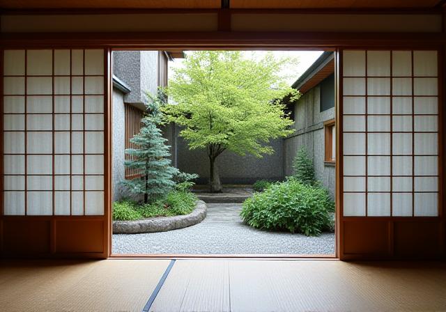 石積みの中庭デザイン